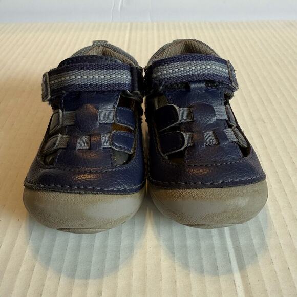 Stride Rite SM Sonny Boys Navy Blue Leather Fisherman Sandals Toddler Size 4M - Picture 2 of 9